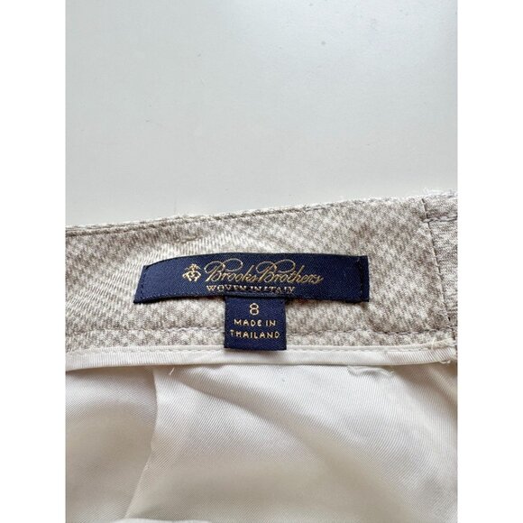 BROOKS BROTHERS Loro Piana Beige Check Wool Silk Linen Trousers Pants, Size 8 - Picture 9 of 13